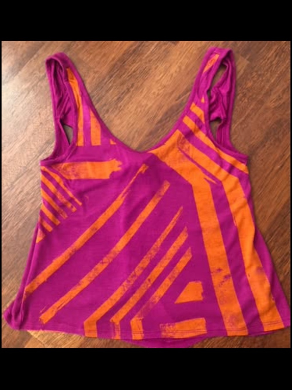 Women's Sleeveless Scoop Tank Top in Magenta and Orange